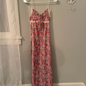 SHEIN Floral Maxi Dress - Pink and Cream